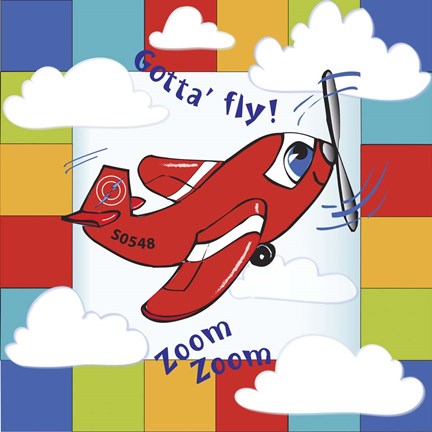 Framed Gotta&#39; Fly Happy Plane Block Print