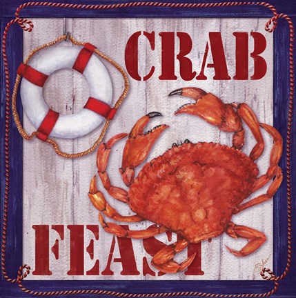 Framed Crab Feast Sign 2 Print