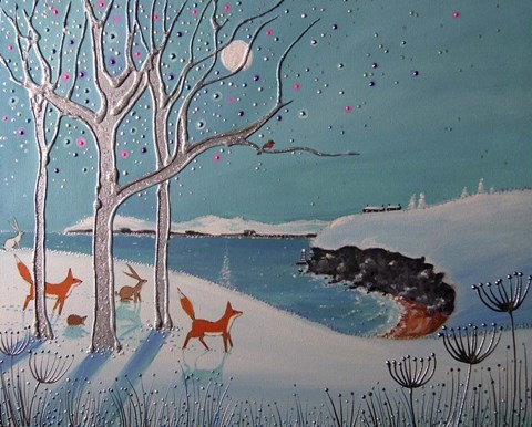 Framed Winter Foxes Print