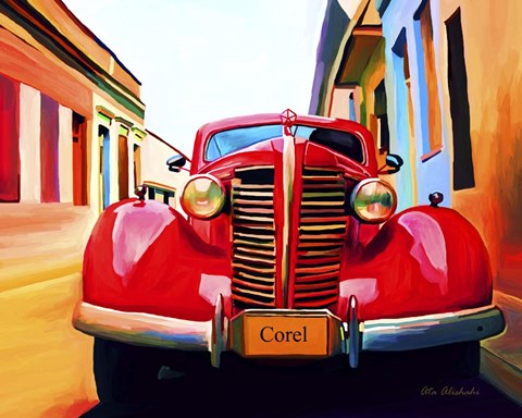 Framed Red Car Print