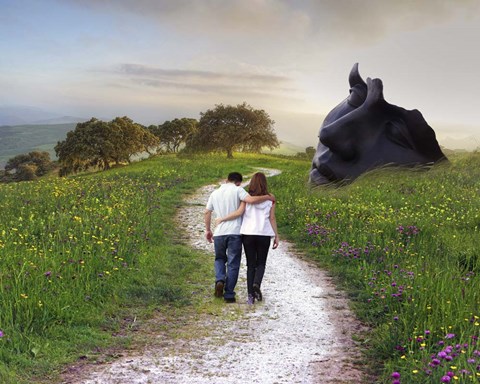 Framed Lovers Walk Print