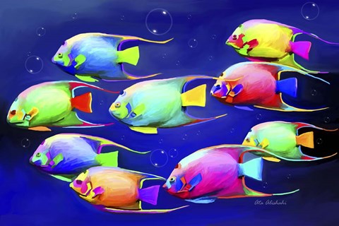 Framed Colorful Fishes 2 Print
