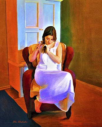 Framed Lady Sitting On A Chair Print