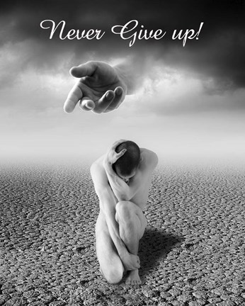 Framed Never Give up Print