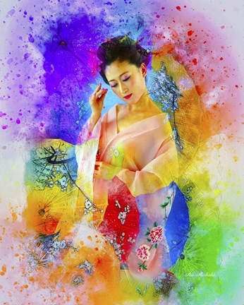 Framed Lady in Color Print