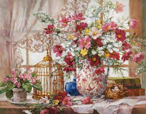 Framed Cosmos and Queen Anne&#39;s Lace Print