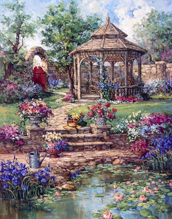 Framed Red Garden Gate Print
