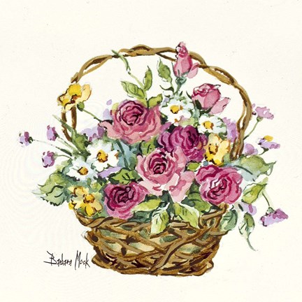 Framed Rose Basket Miniature Print