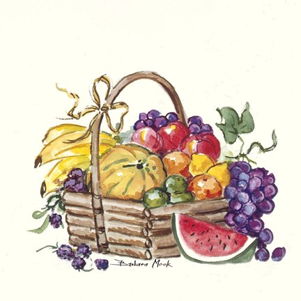 Framed Watermelon and Fruit Basket Print