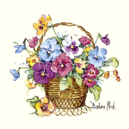 Framed Pansy Basket Miniature Print