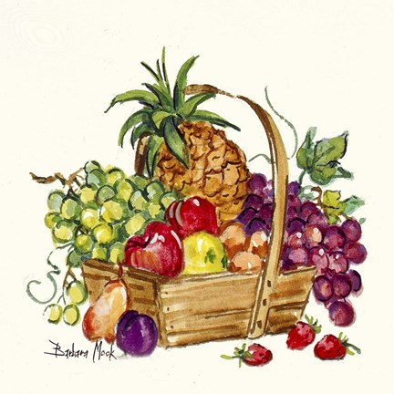 Framed Pineapple and Fruit Basket Print