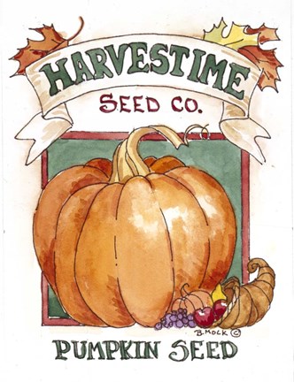 Framed Harvestime Pumpkin-Seed Packet Print