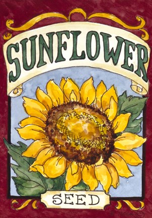 Framed Large Sunflower-Seed Packet Print