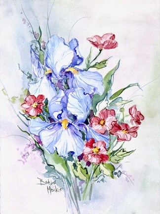Framed Blue Iris Bouquet Print