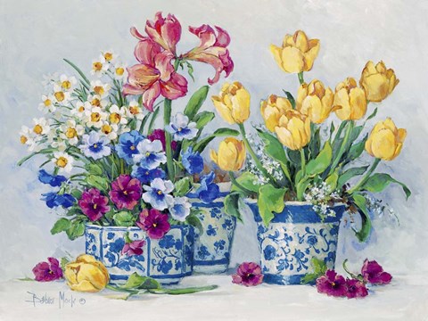 Framed Spring Garden in Blue II Print