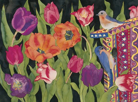 Framed Gypsy Bluebird House Print