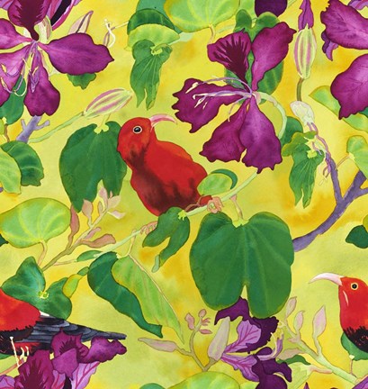 Framed Kiwis in Orchid Tree Print