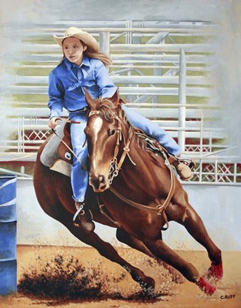 Framed Barrel Racing Print