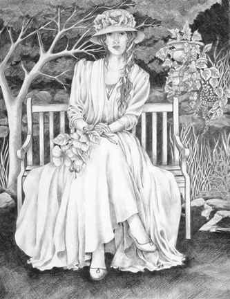 Framed Waiting In The Garden Print