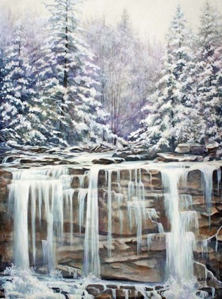 Framed Winter Falls Print