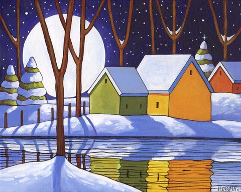 Framed Reflection Winter Night Print