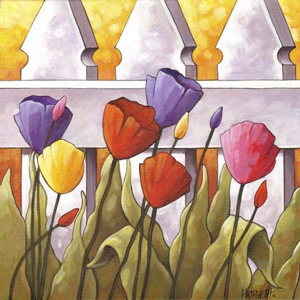 Framed Flower Fence 2 Print