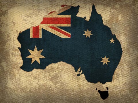 Framed Australia Country Flag Map Print