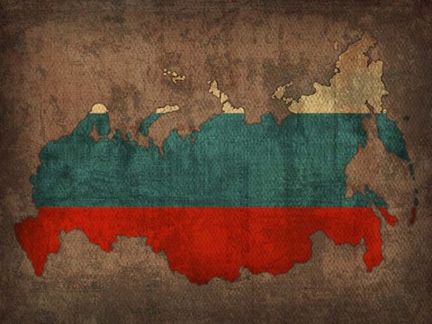 Framed Russia Country Flag Map Print