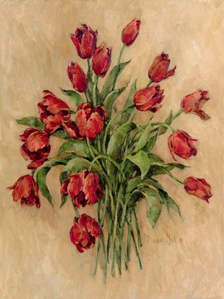 Framed Blossoms in Red Print