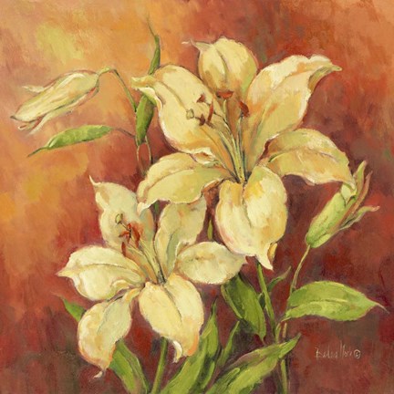 Framed Crimson Lilies II Print