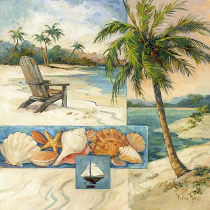 Framed Seaside Collage I Print