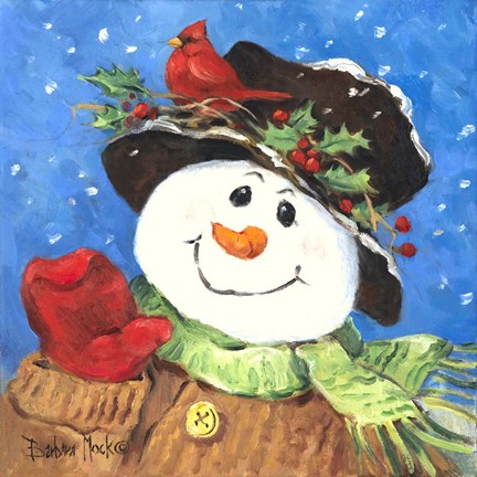 Framed Holly Snowman Print