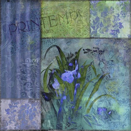 Framed Fleurs Bleues II Print