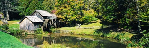 Framed Watermill Near a Pond, Mabry Mill, Virginia Print