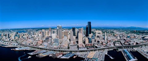 Framed Aerial View of a Cityscape, Seattle, Washington Print