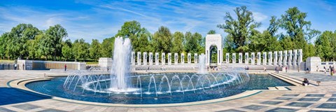 Framed View of Fountain at National World War II Memorial, Washington DC Print