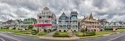 Framed Cottages in a row, Beach Avenue, Cape May, New Jersey Print