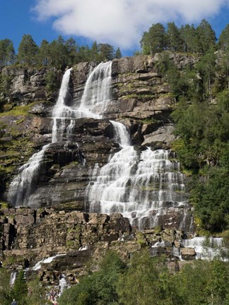 Framed Low angle view of Tvindefossen Waterfall, Voss, Norway Print