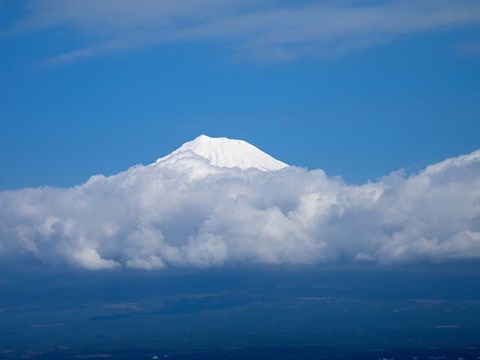 Framed Snow Covered Peak of Mt Fuji Print