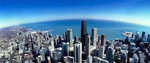 Framed Aerial view of Chicago, Cook County, Illinois Print