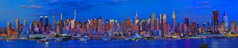 Framed Panoramic View of Manhattan Skyline at Dusk Print