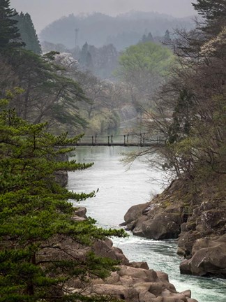 Framed Fog over Geibikei Gorge, Hiraizumi, Japan Print