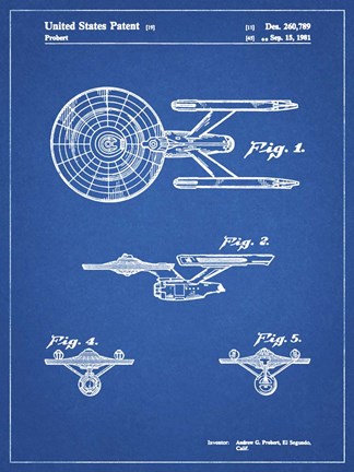 Framed Blueprint Starship Enterprise Patent Print