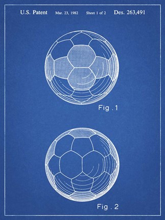 Framed Blueprint Leather Soccer Ball Patent Print