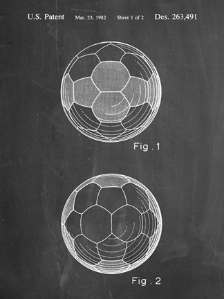 Framed Chalkboard Leather Soccer Ball Patent Print