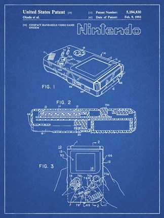 Framed Blueprint Nintendo Game Boy Patent Print