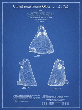 Framed Blueprint Wilkins Coffee (Wontkins) Muppet Patent Print