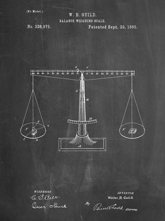 Framed Chalkboard Scales of Justice Patent Print