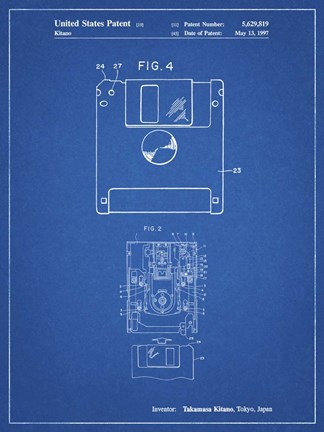 Framed Blueprint 3 1/2 Inch Floppy Disk Patent Print