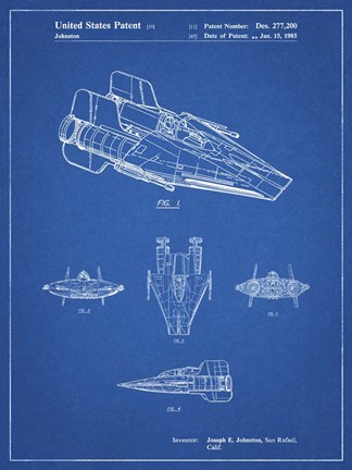 Framed Blueprint Star Wars RZ-1 A Wing Starfighter Patent Print